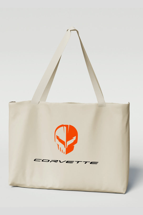 Corvette C8 Jake Skull Canvas Tote Bag